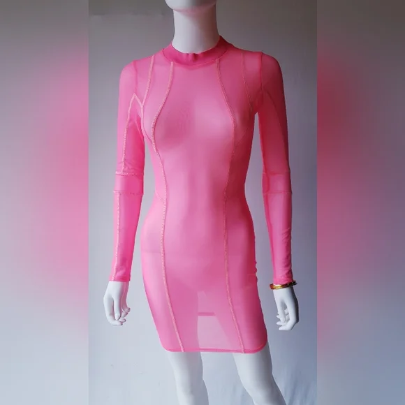 Pink Neon Mesh Dress 🩷 - Picture 5 of 9
